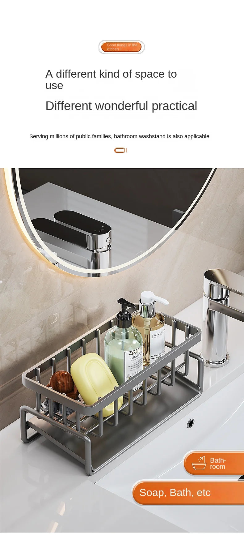 Stainless steel sink organiser