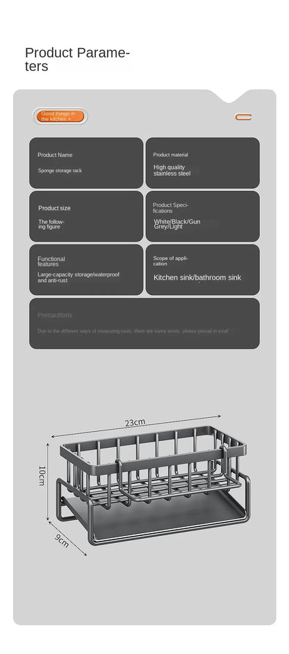 Stainless steel sink organiser