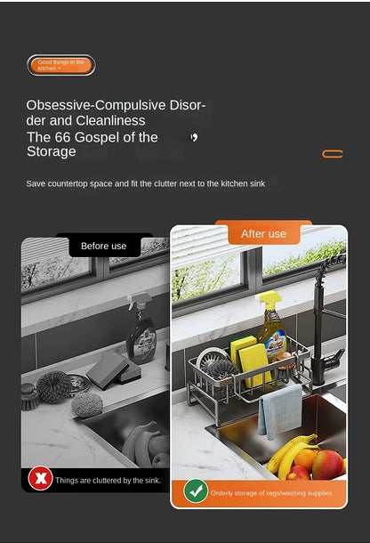 Stainless steel sink organiser